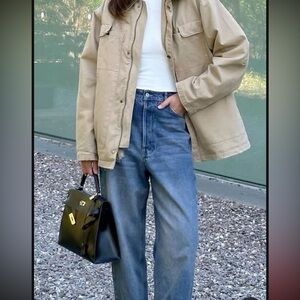 • michael by michael kors • tan utility jacket with gold hardware